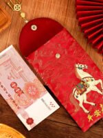 Lucky Horse Embroidered Chinese Red Envelope Bag – Lunar New Year Gift - Image 3