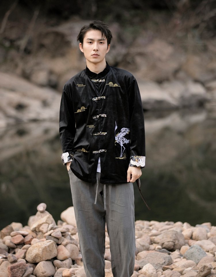 Embroidered Chinese Style Jacket for Men