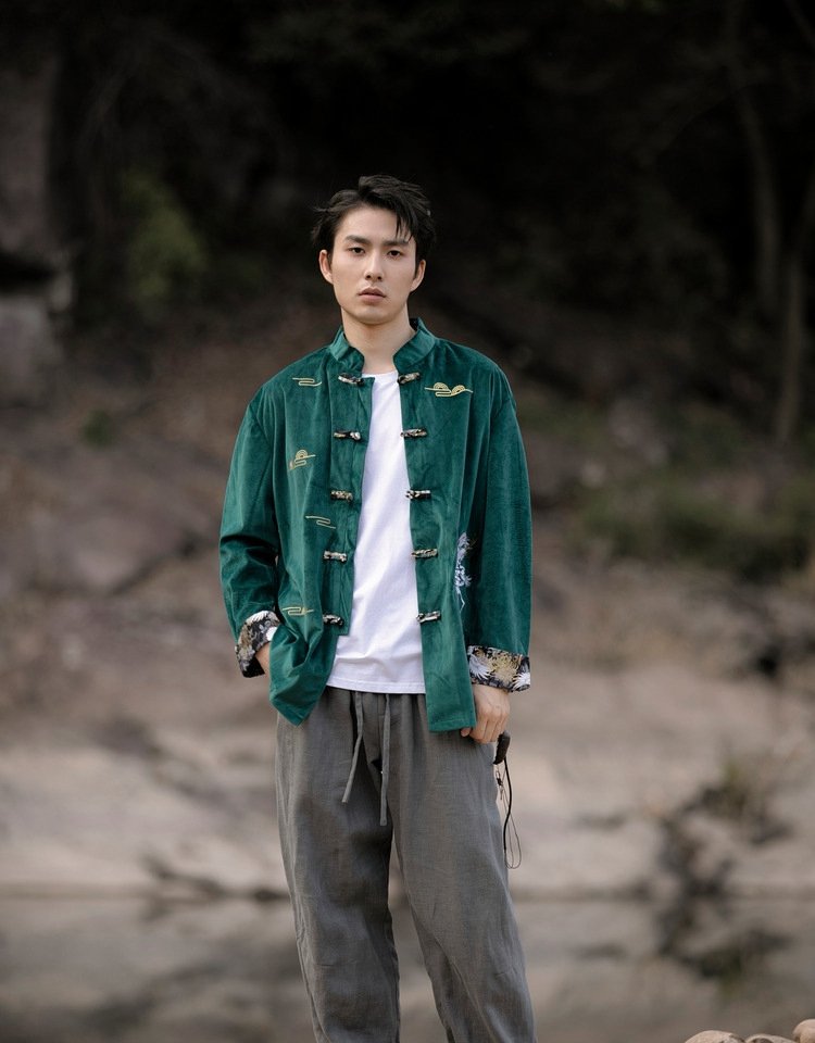 Embroidered Chinese Style Jacket for Men