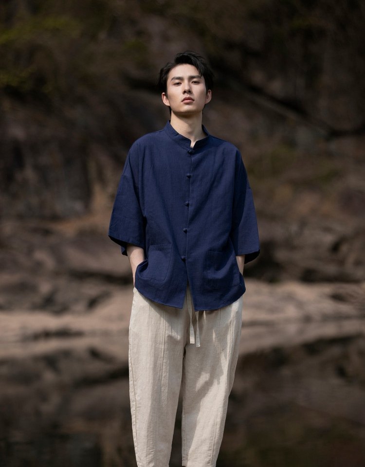 Chinese Style Linen Button-Down Shirt