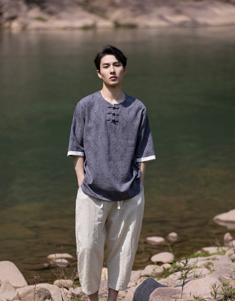 Chinese-Style Linen Shirt for Men