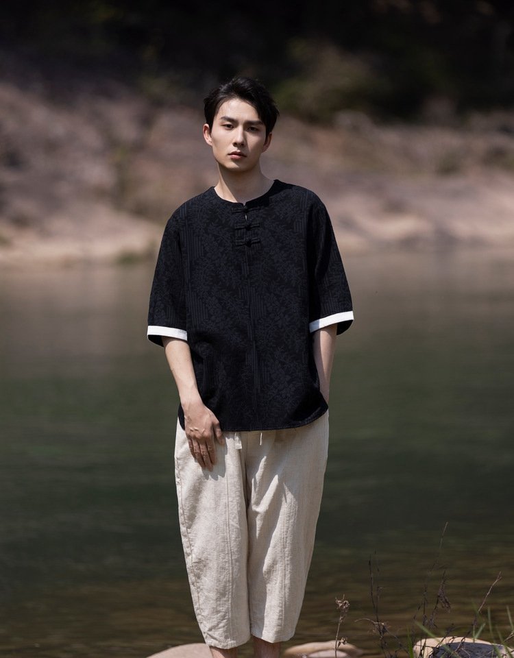Chinese-Style Linen Shirt for Men