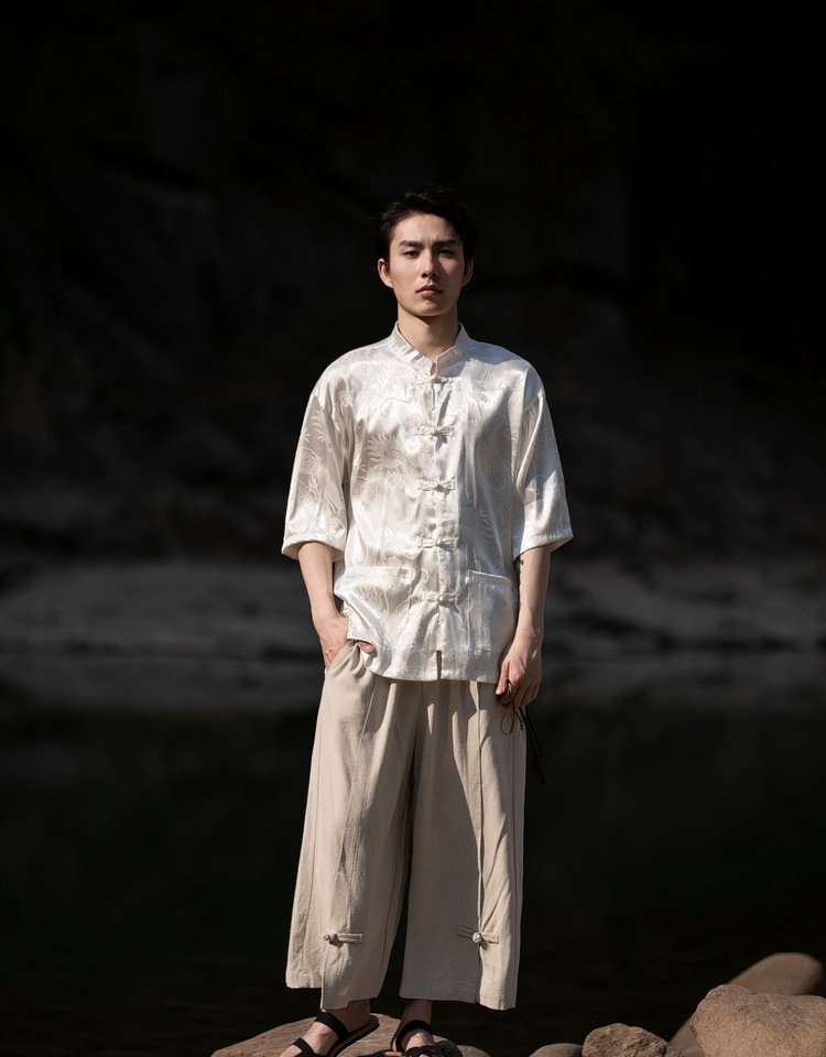 Stylish Chinese-Style Printed Shirt