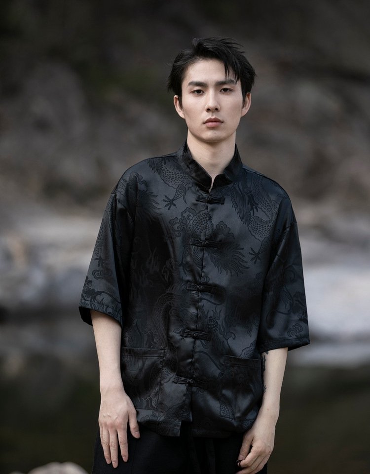 Stylish Chinese-Style Printed Shirt