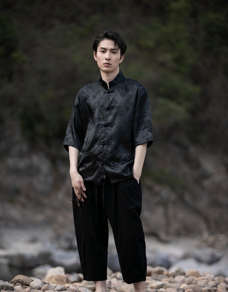 Stylish Chinese-Style Printed Shirt