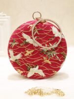 Retro Round Handbag Embroidery Wedding Party Bags - Image 2