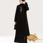 Chinese Style Wool Coat for Women – Red & Black Statement Winter Outerwear