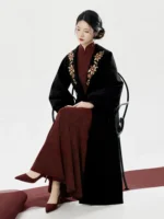 New Chinese Style Wool Coat for Women – Embroidered Elegant Daily Outerwear - Image 2