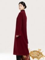 Chinese Style Wool Coat for Women – Red & Black Statement Winter Outerwear - Image 6