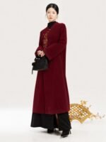 Chinese Style Wool Coat for Women – Red & Black Statement Winter Outerwear - Image 5