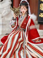 Chinese Traditional Clothing Red Hanfu Winter Dress