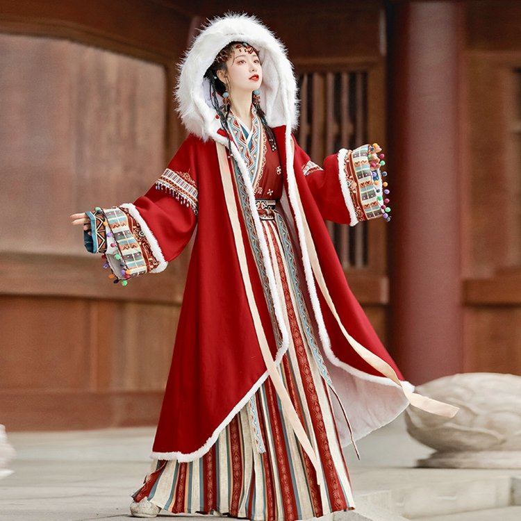 Chinese Traditional Clothing Red Hanfu Winter