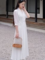 Zen Style White Long Dress Women Casual Chiffon Fairy Dresses - Image 4