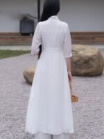 Zen Style White Long Dress Women Casual Chiffon Fairy Dresses - Image 5
