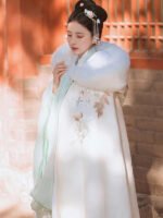 Chinese Style Winter Cape With Hood White Long Cloaks