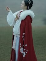 Chinese Style Winter Cape With Hood White Long Cloaks - Image 4