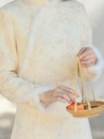 Fur Collar Chinese Winter Qipao Dress Embroidered Long Dress - Image 4