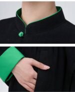 Contrast Tai Chi Outfit for Women – Black Green Flow Martial Arts Set - Image 5