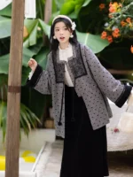 Modern Chinese Winter Outfit for Women Embroidered Hanfu Set