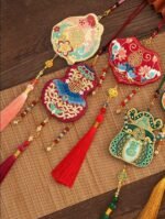Double-Sided Embroidered Chinese Sachet Bag – Five Blessings Hanging Gift