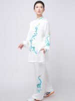Elegant Tai Chi Uniform – Embroidered Acetate Kung Fu Performance Suit