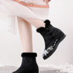 Embroidered Hanfu Boots | Warm Chinese Short Boots for Winter