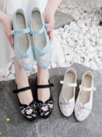 Embroidered Mary Jane Pumps | Chinese Qipao Floral Shoes