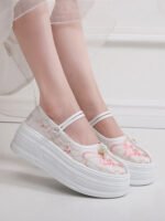 Embroidered Platform Hanfu Shoes | Floral Chinese Mary Jane Style - Image 2