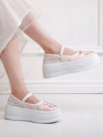 Embroidered Platform Hanfu Shoes | Floral Chinese Mary Jane Style - Image 4