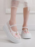 Embroidered Platform Hanfu Shoes | Floral Chinese Mary Jane Style - Image 3