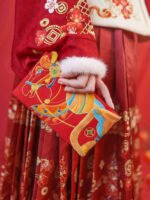 Lucky Horse Embroidered Red Envelope – Creative Fabric Lunar New Year Gift - Image 2