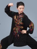 Embroidered Tai Chi Uniform Silk Linen Martial Arts Suit