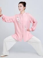 Embroidered Tai Chi Outfit for Women Cotton Linen Practice Set