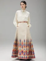 Ethnic Ikat Hanfu Skirt Multicolor Jacquard Mamian Skirt
