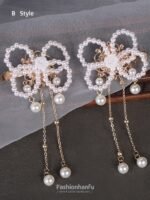 Asian Hair Sticks Pearl Tassel Hairpin Elegant Classic Jewelry Hair Clips - Image 2
