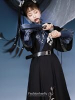 Ming Dynasty Blue And Black Hanfu Dress Female