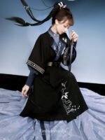 Ming Dynasty Blue And Black Hanfu Dress Female - Image 2