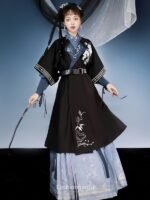 Ming Dynasty Blue And Black Hanfu Dress Female - Image 3