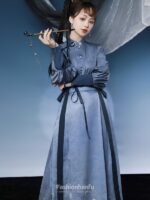 Ming Dynasty Blue And Black Hanfu Dress Female - Image 4