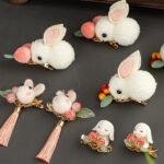 Fashion Hanfu Lovely Chinese Clip For Hair Plush Rabbit Hairpin