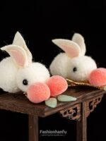 Fashion Hanfu Lovely Chinese Clip For Hair Plush Rabbit Hairpin - Image 2