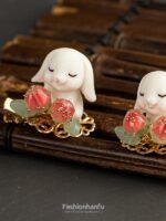 Fashion Hanfu Lovely Chinese Clip For Hair Plush Rabbit Hairpin - Image 4