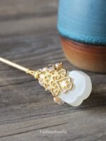 Fashion Hanfu Ancient Costume Headdress Chinese Jade Hairpin - Image 2