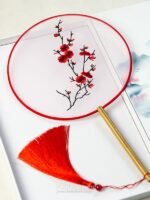 Chinese Round Fan Embroidery Hand Circular Fan Translucent Silk Round Fan - Image 2
