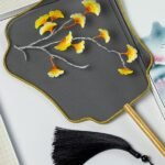Chinese Style Fans Embroidery Long Handle Tassel Small Round Fan