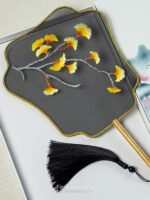 Chinese Style Fans Embroidery Long Handle Tassel Small Round Fan
