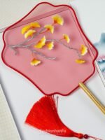 Chinese Style Fans Embroidery Long Handle Tassel Small Round Fan - Image 3
