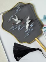 Chinese Style Fans Embroidery Long Handle Tassel Small Round Fan - Image 4