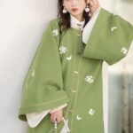 Fashion Hanfu Green Modern Hanfu Dress Autumn Winter