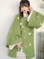 Fashion Hanfu Green Modern Hanfu Dress Autumn Winter